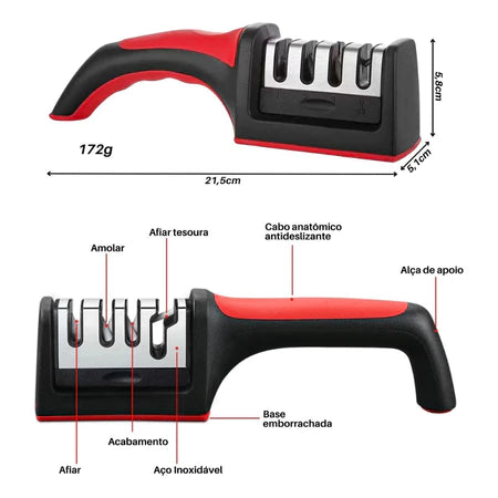 Amolador Afiador De Facas Em Aço Inox
