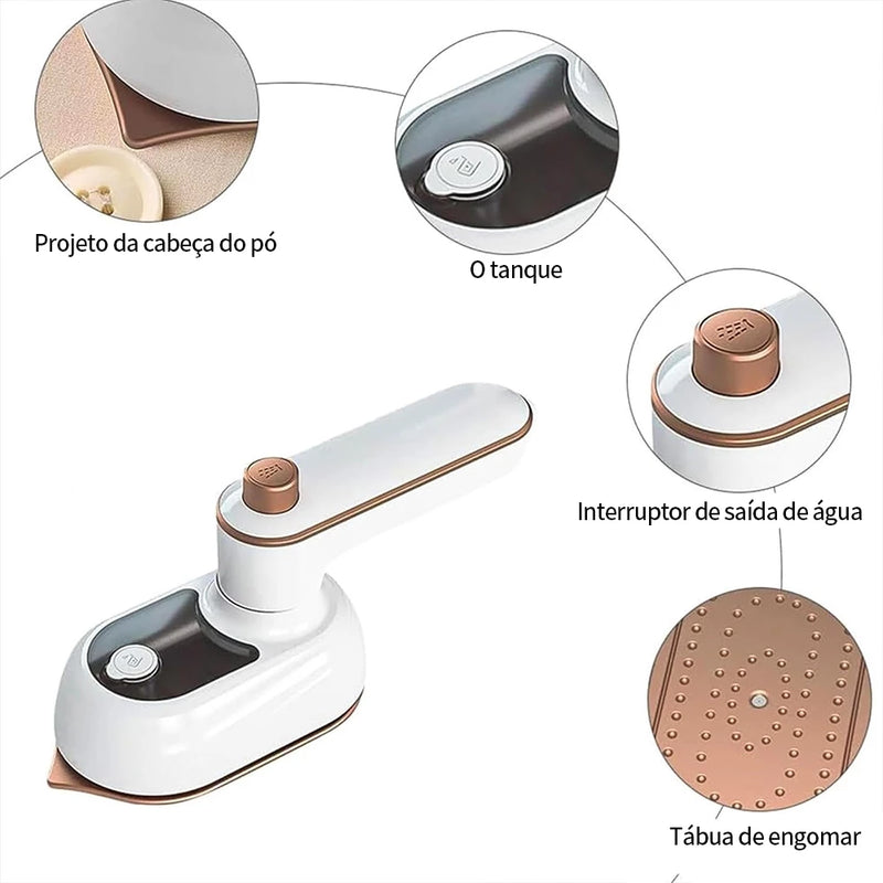 Mini Ferro de Passar Roupa a Vapor Portátil